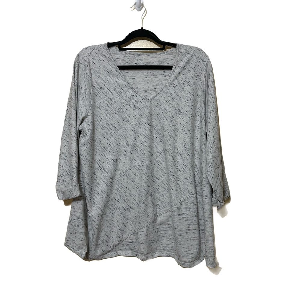 Pure Jill Space Dyed Tunic Women XL Gray Quarter Sleeve
